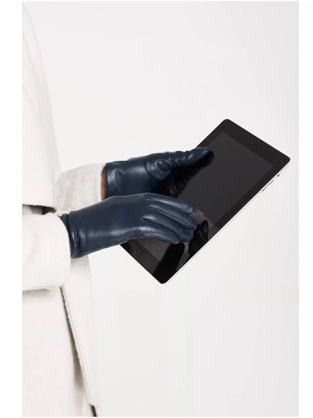 NWT Lands' End Women's EZ Touch Screen Cashmere Lined Leather Gloves